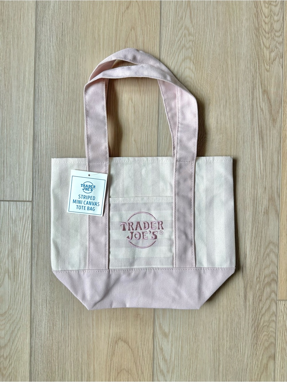 Trader Joe's Pink Striped Mini Canvas Tote